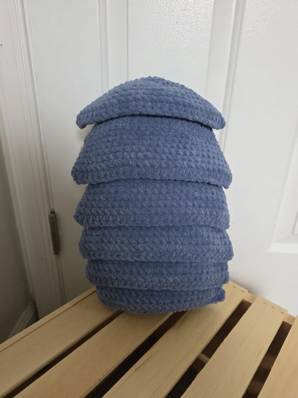 Handmade Plush Blue and Cream Pet Bed by